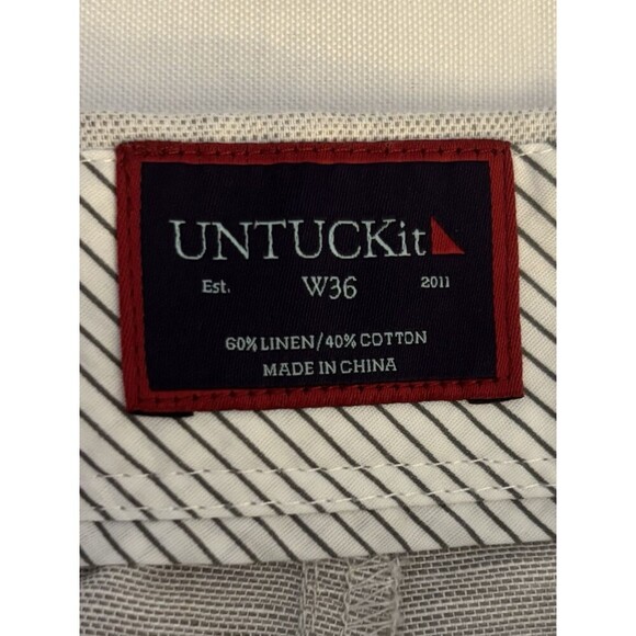 UNTUCKIT Paumanok Linen Blend Shorts Size 36 Chino Khaki Preppy Golf Beach Flex - Picture 3 of 13